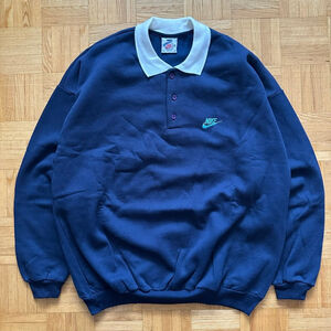 Vintage 90s Nike Pullover Collar sweatshirt Size XL NOS
